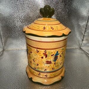 Yellow Ceramic Canister with Rooster Casa Bella by Ganz